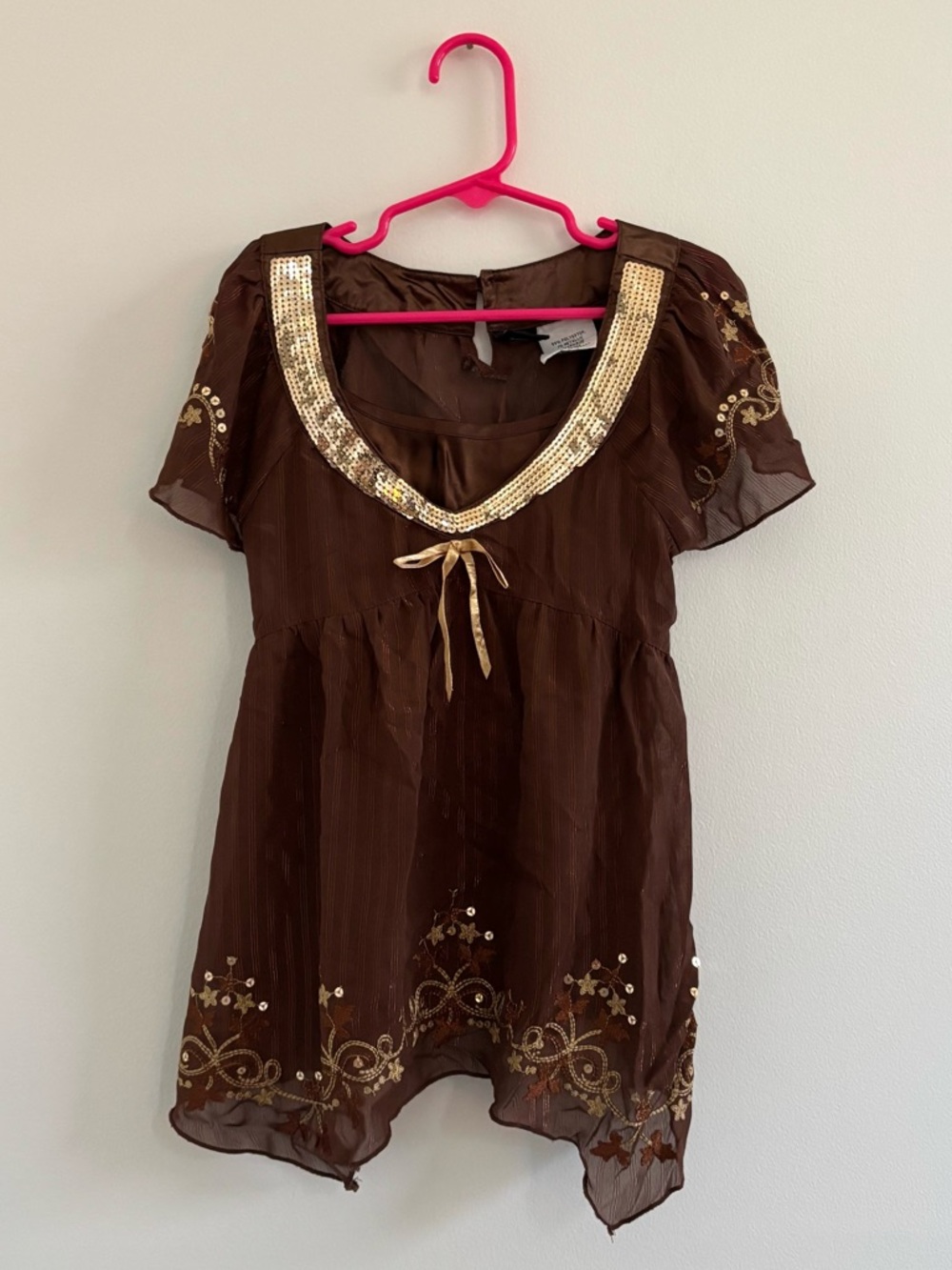 Y2K Hannah Montana Disney Channel Retro Brown Lined Dress Kids Girls Size 7